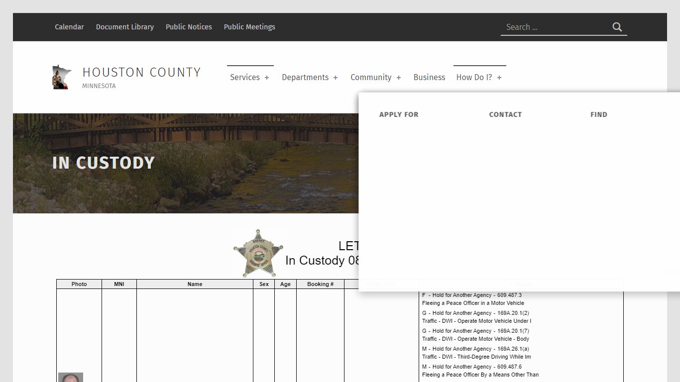 In Custody – Houston County